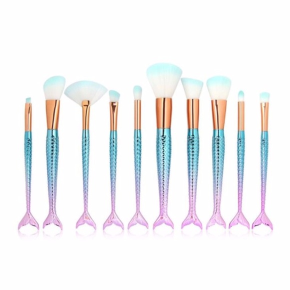 Other - NEW 10 pc Mermaid Makeup Brush Set